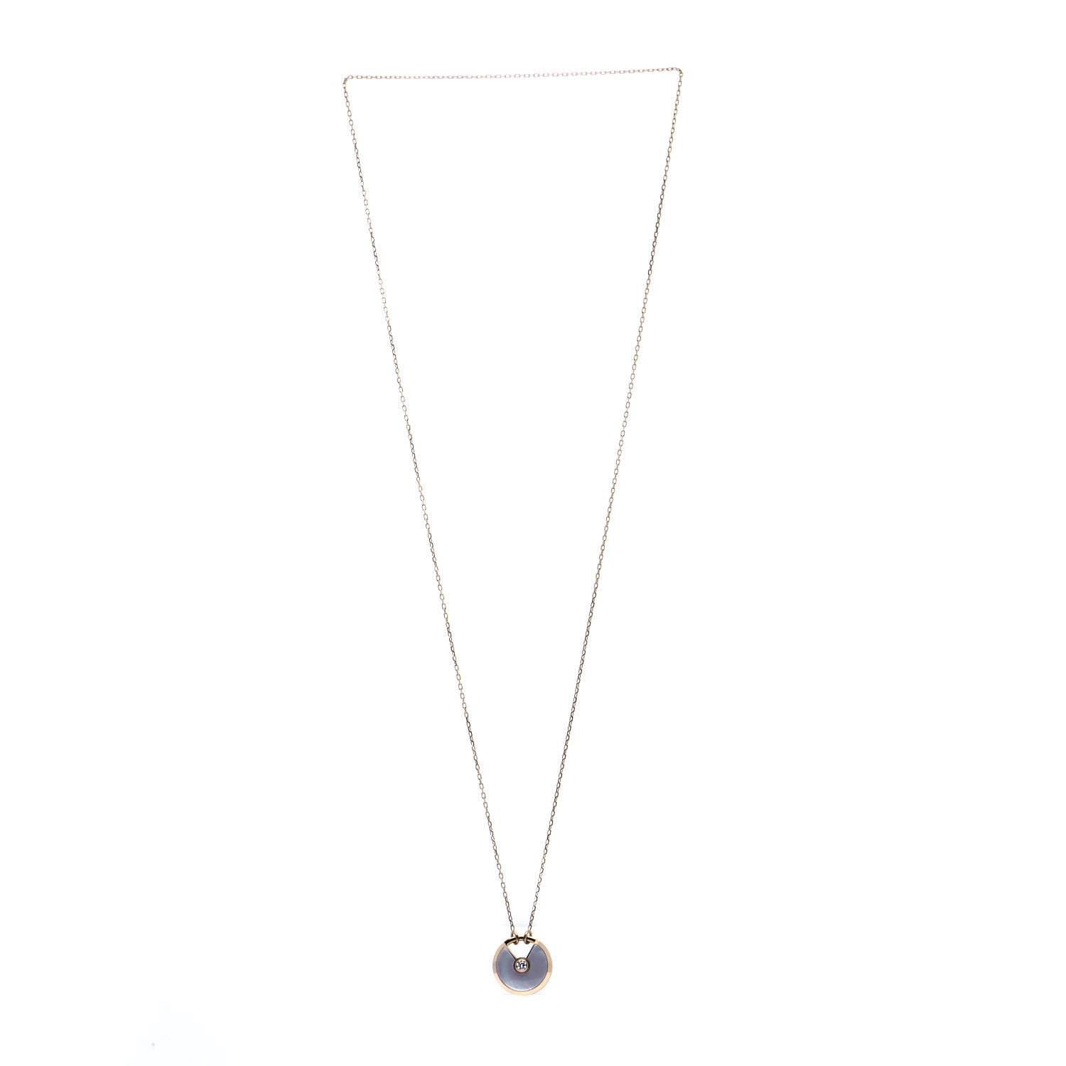 Cartier 18K Yellow Gold Diamond Mother of Pearl SM Amulette de Cartier Pendant Necklace 3 of 7