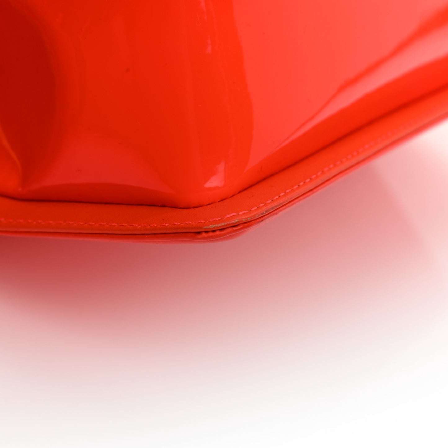 Patent Calfskin Quilted Small Boy Flap Orange