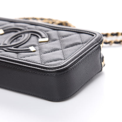 Chanel Caviar Quilted CC Filigree Clutch With Chain Black 12 of 13