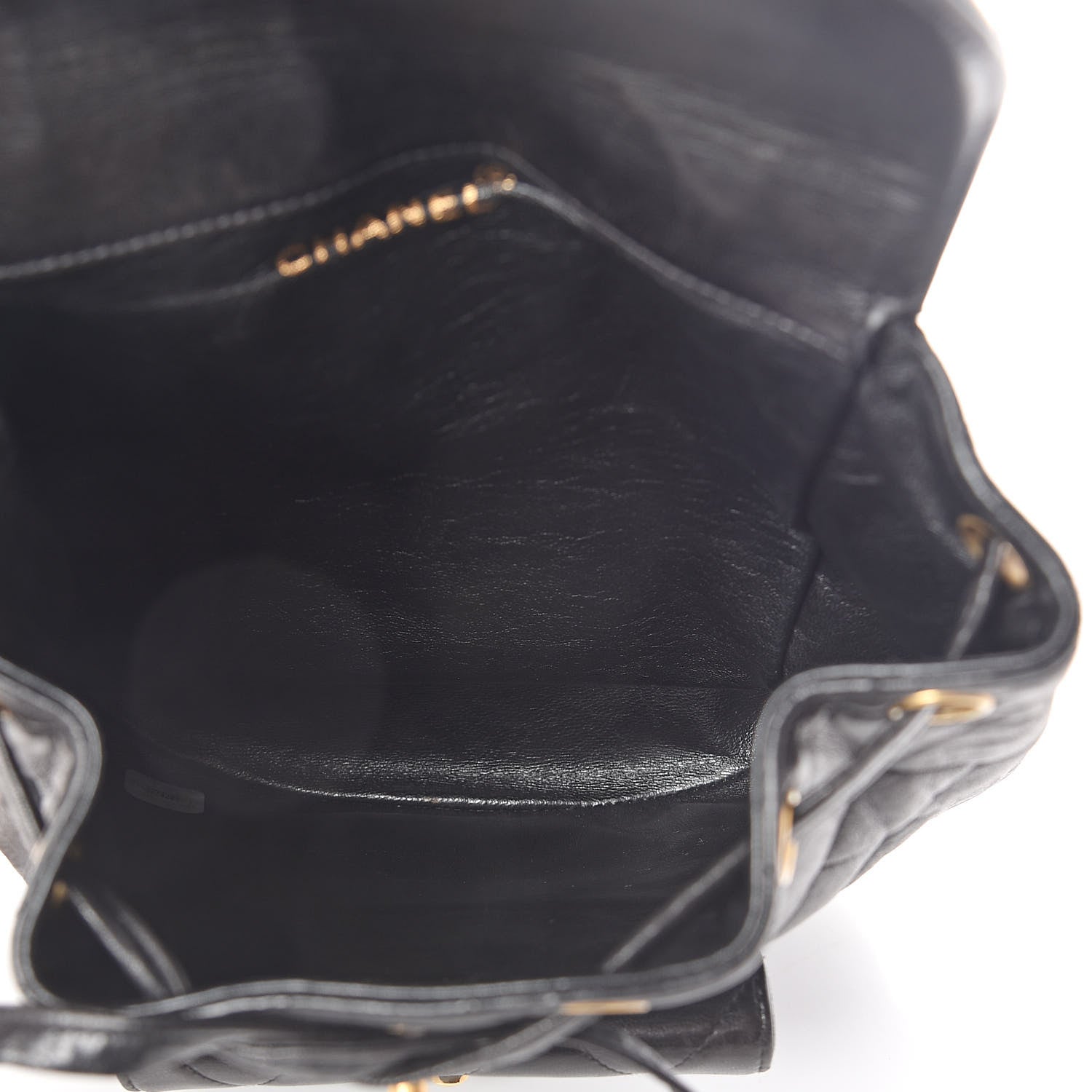 Chanel Lambskin Quilted Drawstring Backpack Black 5 of 10