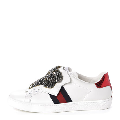 Gucci Calfskin Ayers Web Womens Ace Bow Lace Sneakers 37 White 1 of 10