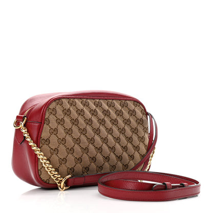 Gucci Monogram Azalea Calfskin Matelasse Diagonal Small GG Marmont Chain Shoulder Bag Beige Ebony New Cherry Red 3 of 11