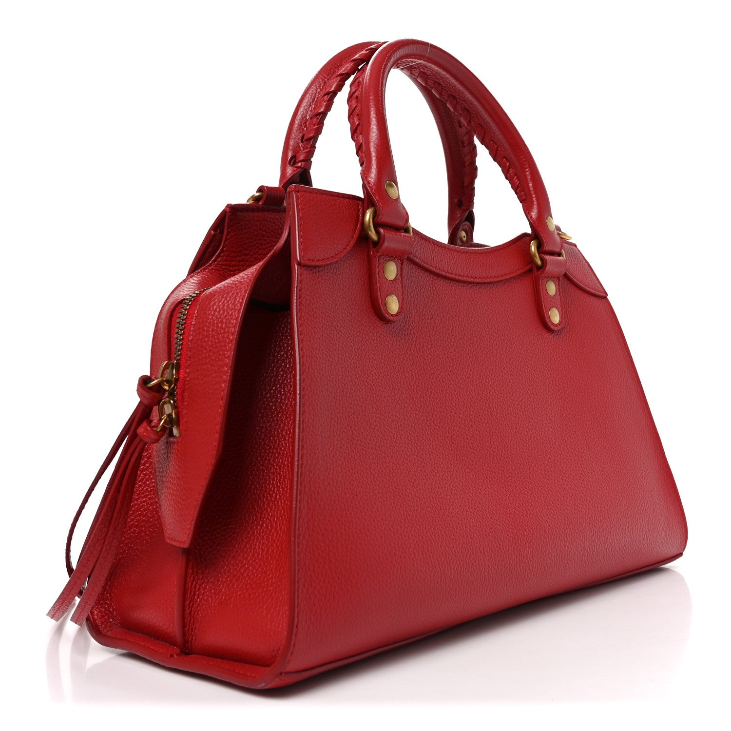 Balenciaga Grained Calfskin Neo Classic Gold Hardware S City Medium Red 3 of 10
