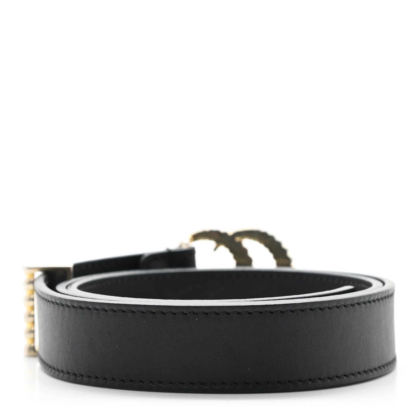 Moon Calfskin Torchon Double G 25mm Belt 75 30 Black