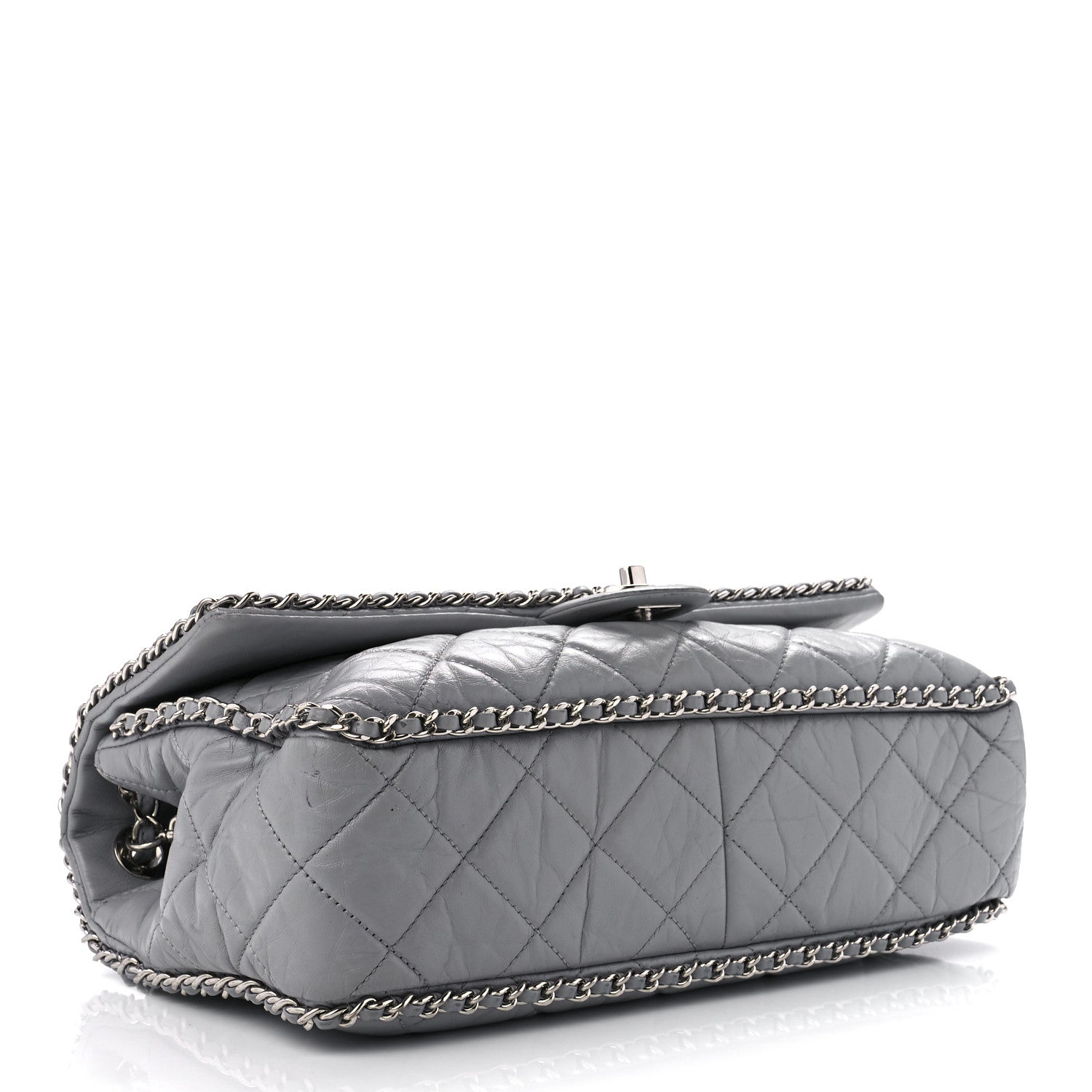 Chanel Crumpled Calfskin Large Chain All Over Flap Grey 4 of 11