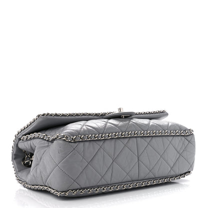 Chanel Crumpled Calfskin Large Chain All Over Flap Grey 4 of 11