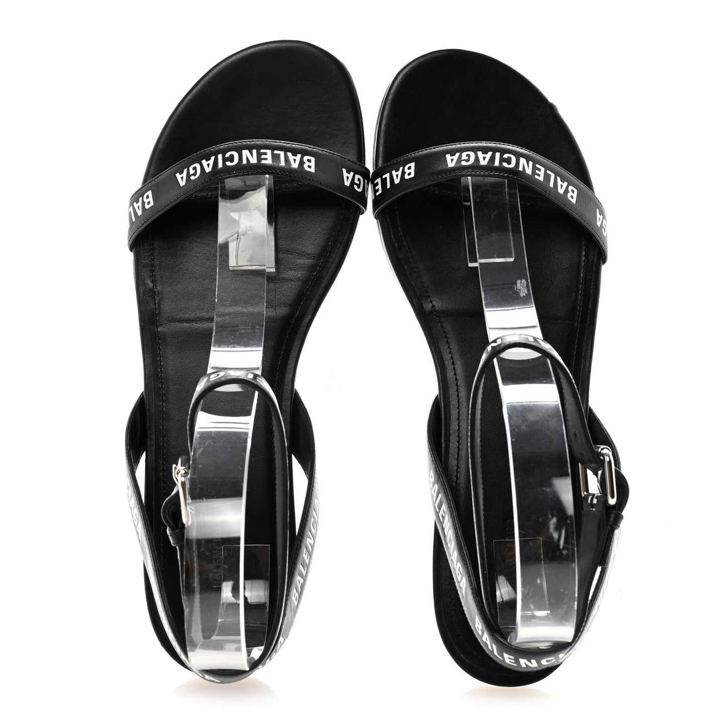 Calfskin Allover Logo Flat Sandals 39.5 Black White