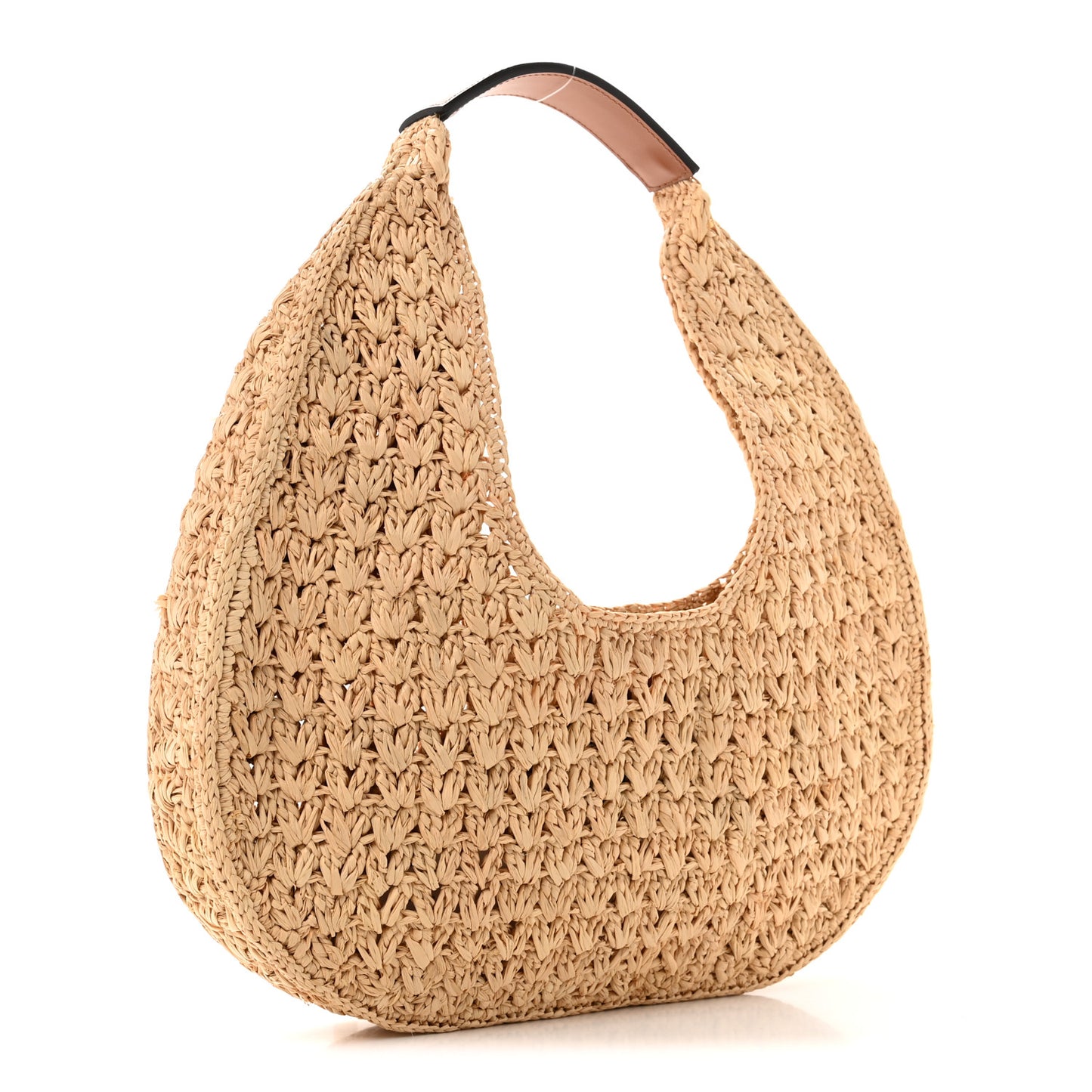 Raffia Calfskin Triomphe Panier Hobo Bag Natural Tan