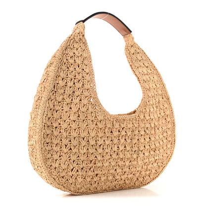 Celine Raffia Calfskin Triomphe Panier Hobo Bag Natural Tan 3 of 12
