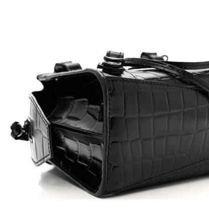 Balenciaga Semi Shiny Calfskin Crocodile Embossed Neo Classic Black Hardware Mini City Black 9 of 10