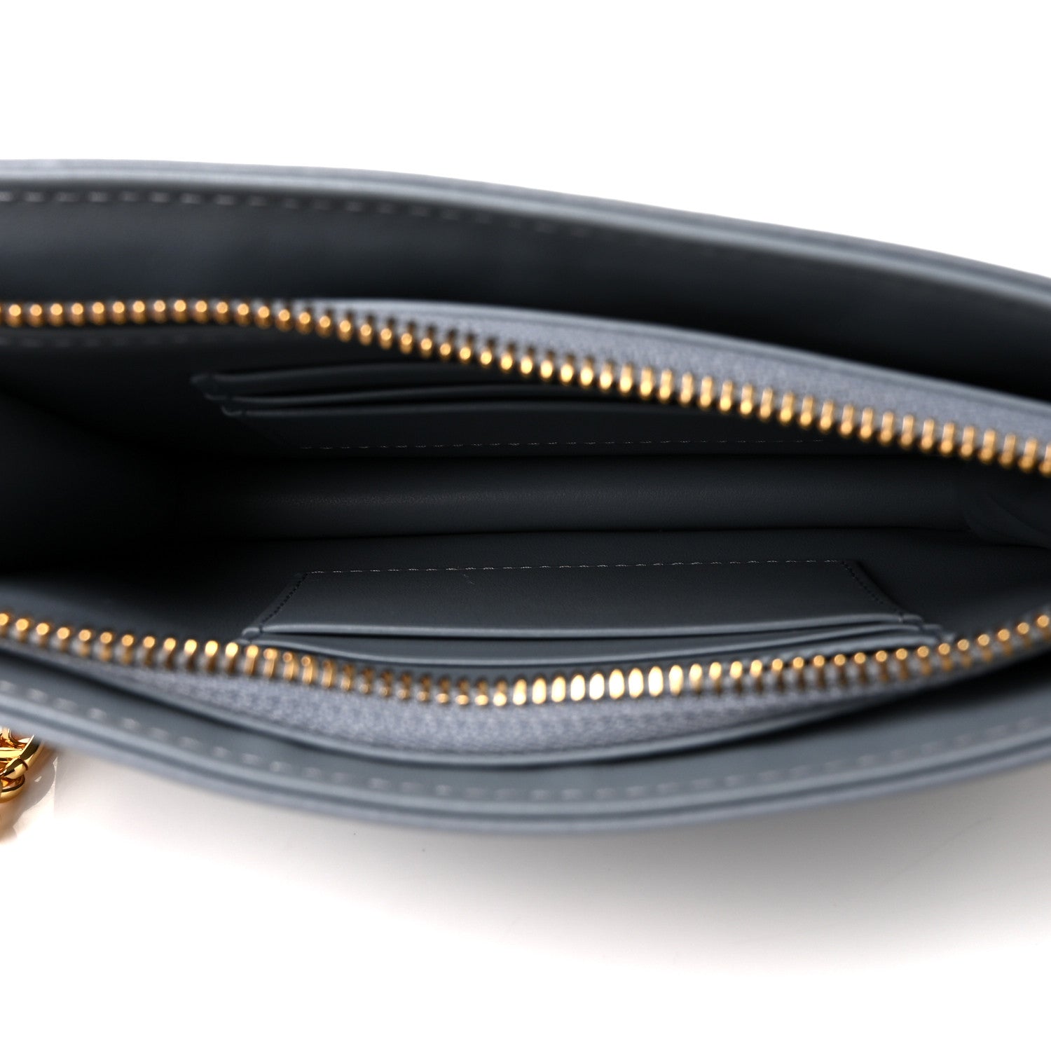 Christian Dior Calfskin Cannage Caro Zipped Pouch With Chain Cloud Blue 4 of 8