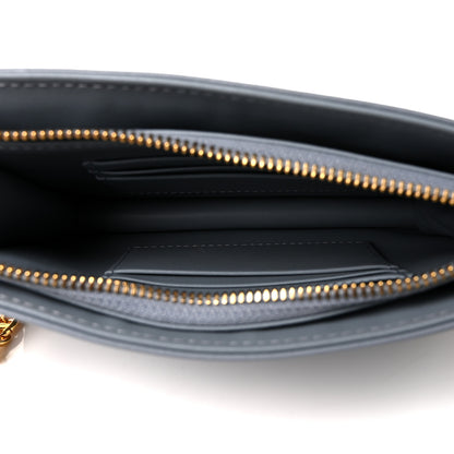 Christian Dior Calfskin Cannage Caro Zipped Pouch With Chain Cloud Blue 4 of 8