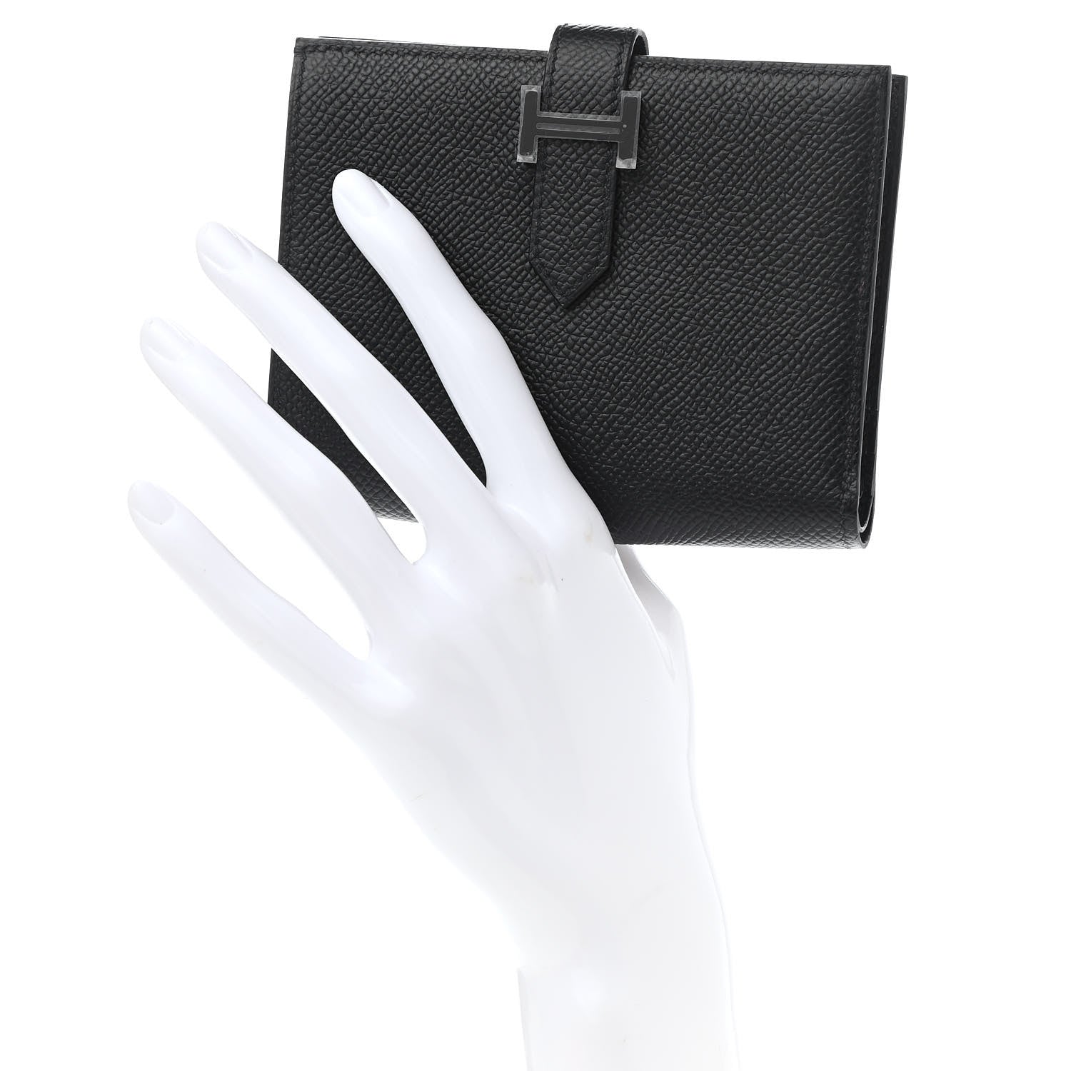 Hermes Epsom Monochrome Bearn Compact Wallet Black 2 of 8