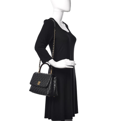 Chanel Caviar Lizard Embossed Quilted Small Coco Handle Flap Black 2 of 19