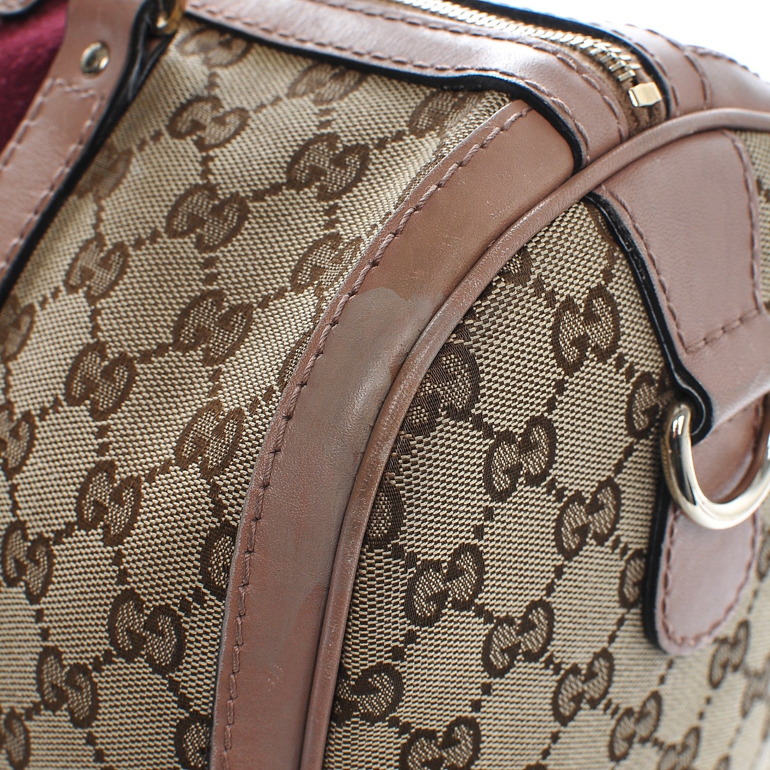 Gucci Monogram Vintage Web Medium Boston Pink 8 of 8