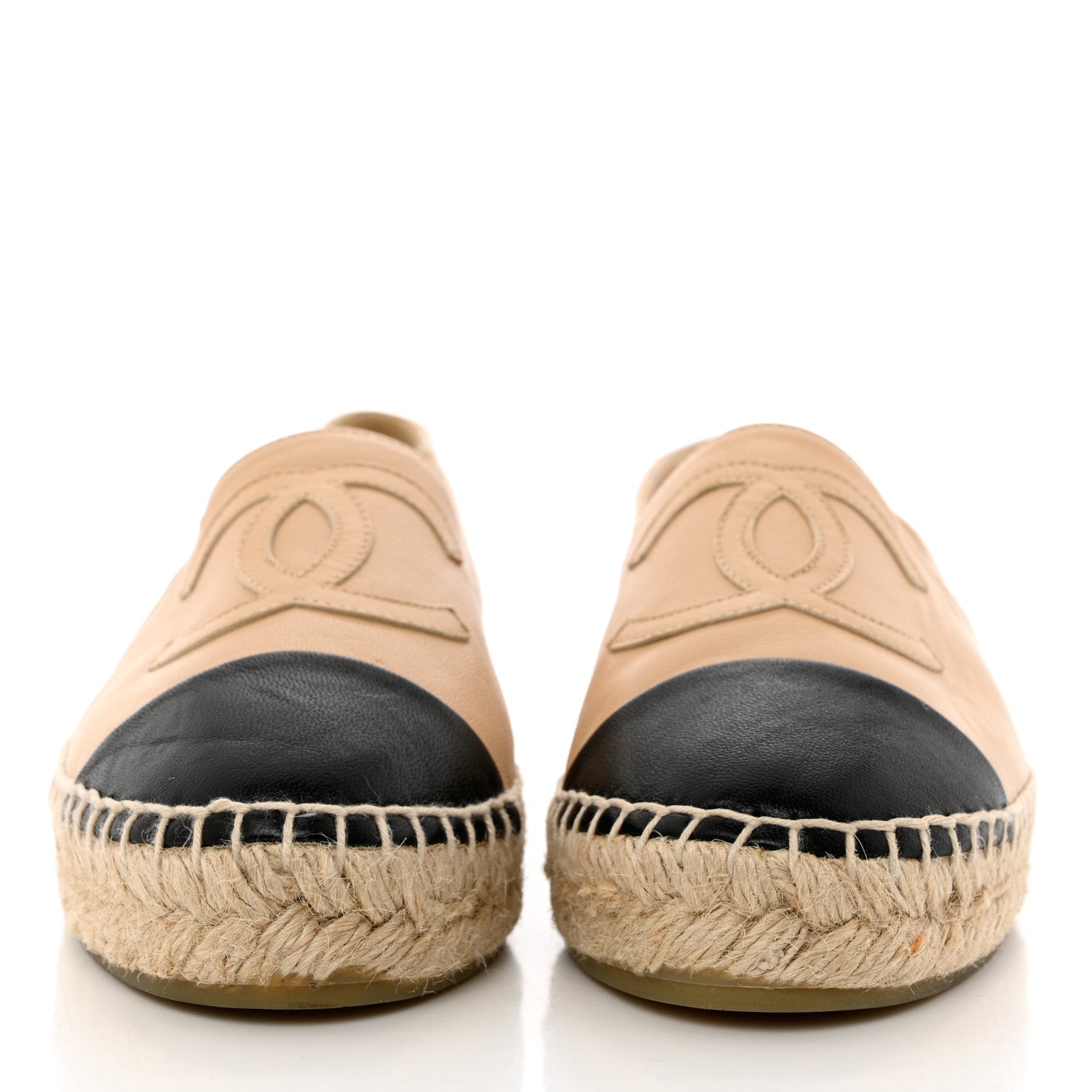 Chanel Lambskin CC Espadrilles 35 Beige Black 2 of 11