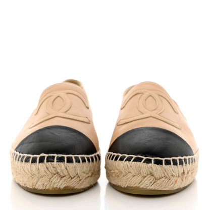 Chanel Lambskin CC Espadrilles 35 Beige Black 2 of 11