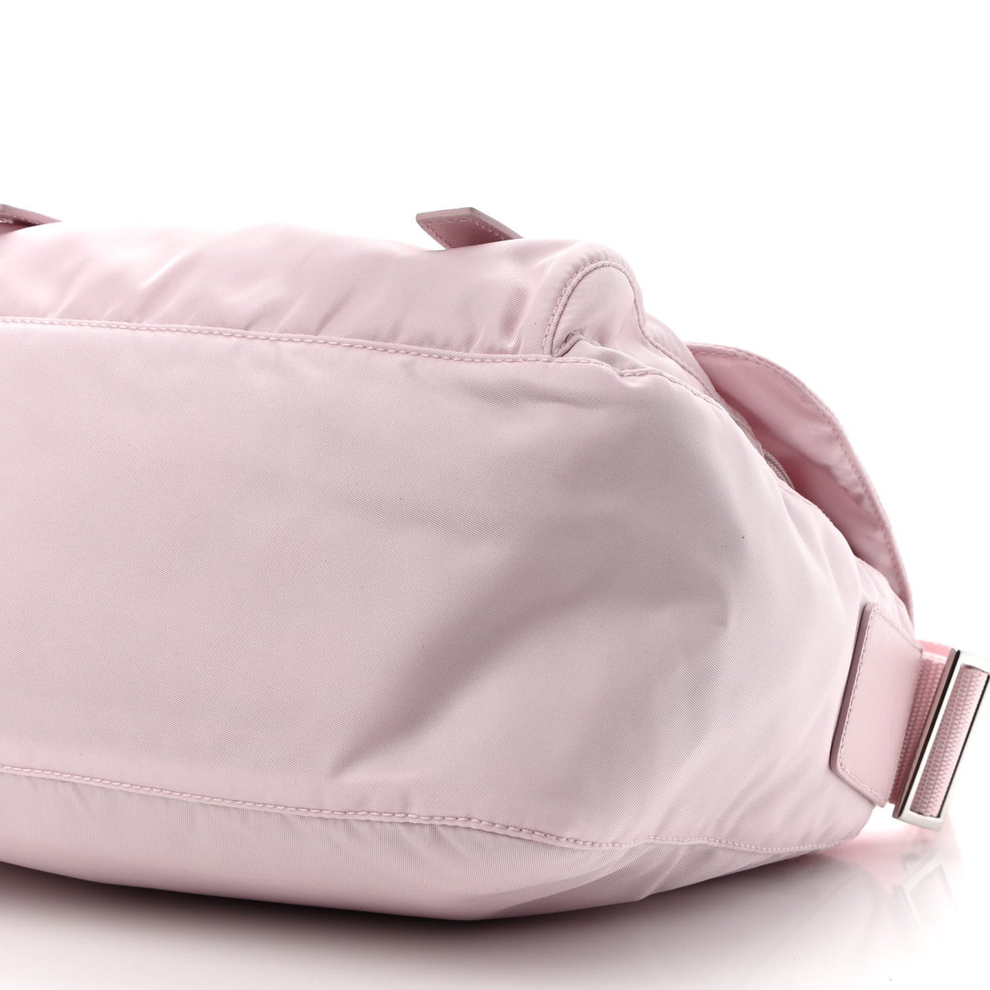 Re-Nylon Vela Saffiano Pocket Double Buckle Messenger Shoulder Bag Alabastro