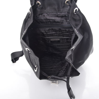Prada Nylon Vela Saffiano Medium Cinch Backpack Black 5 of 12