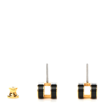 Hermes Gold Lacquered Pop H Earrings Black 3 of 6