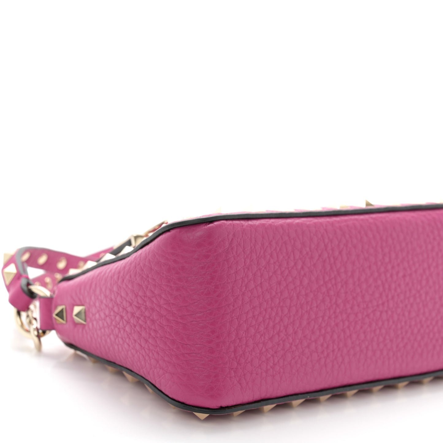 Pebbled Calfskin Small Rockstud Flip Lock Shoulder Bag Fuxia