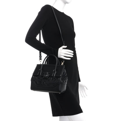 Versace Calfskin Embroidered Medium Baroque Palazzo Empire Bag Black 2 of 9