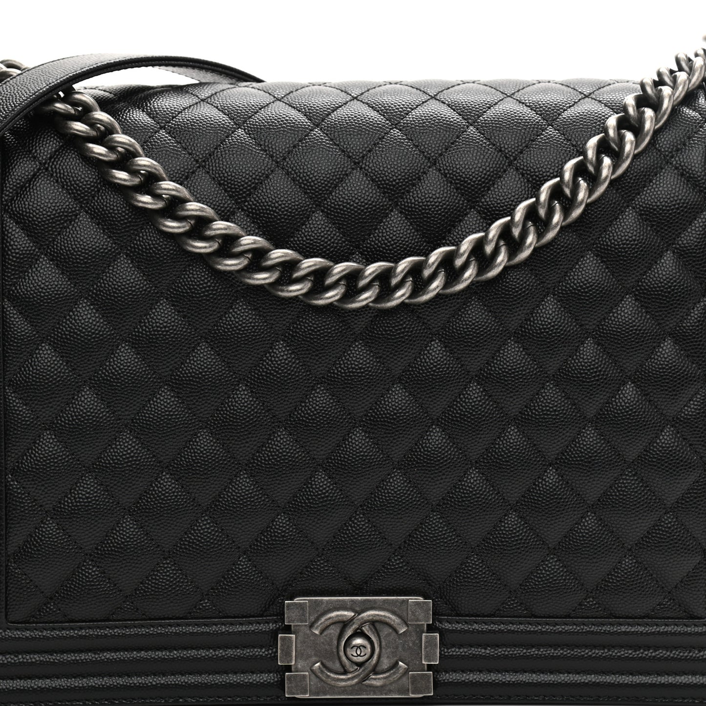 Caviar Quilted Large Boy Flap Black