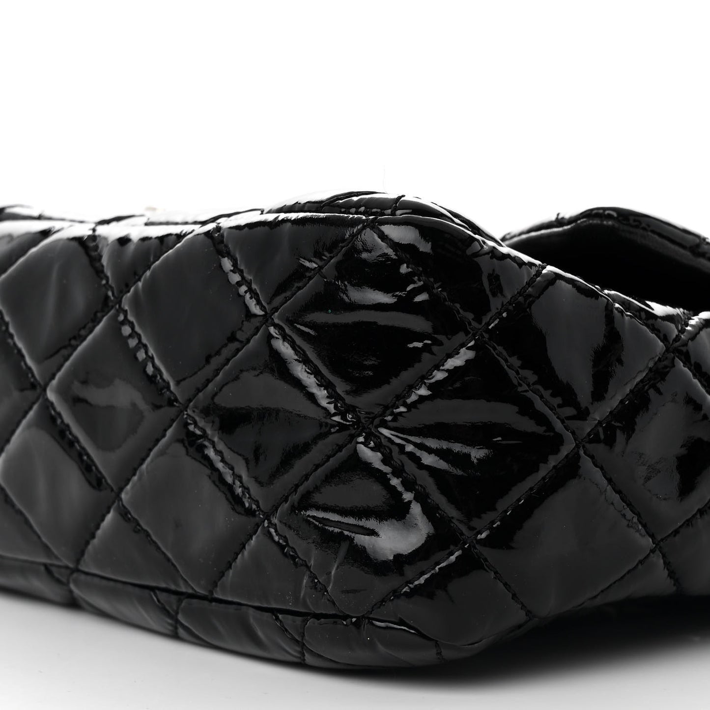 Patent Quilted Jumbo Single Flap Black
