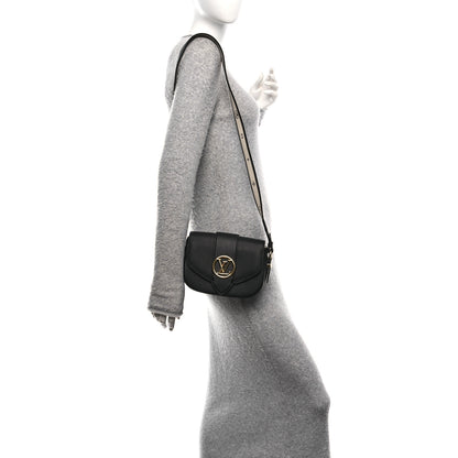 Louis Vuitton Grained Calfskin LV Pont 9 Soft PM Black 2 of 9