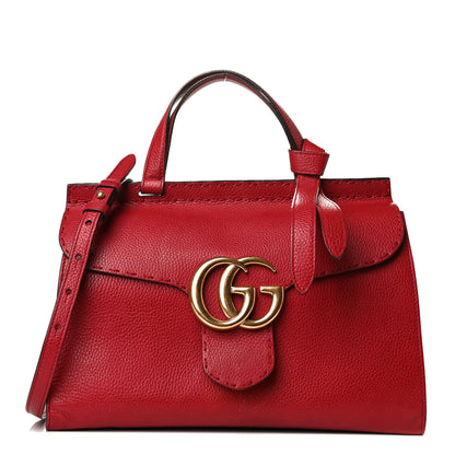 Gucci Calfskin Small GG Marmont Top Handle Bag Vulcanic Red 1 of 7
