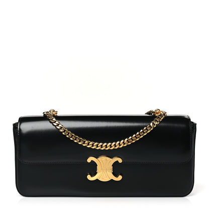 Celine Shiny Calfskin Triomphe Chain Bag Black 1 of 8