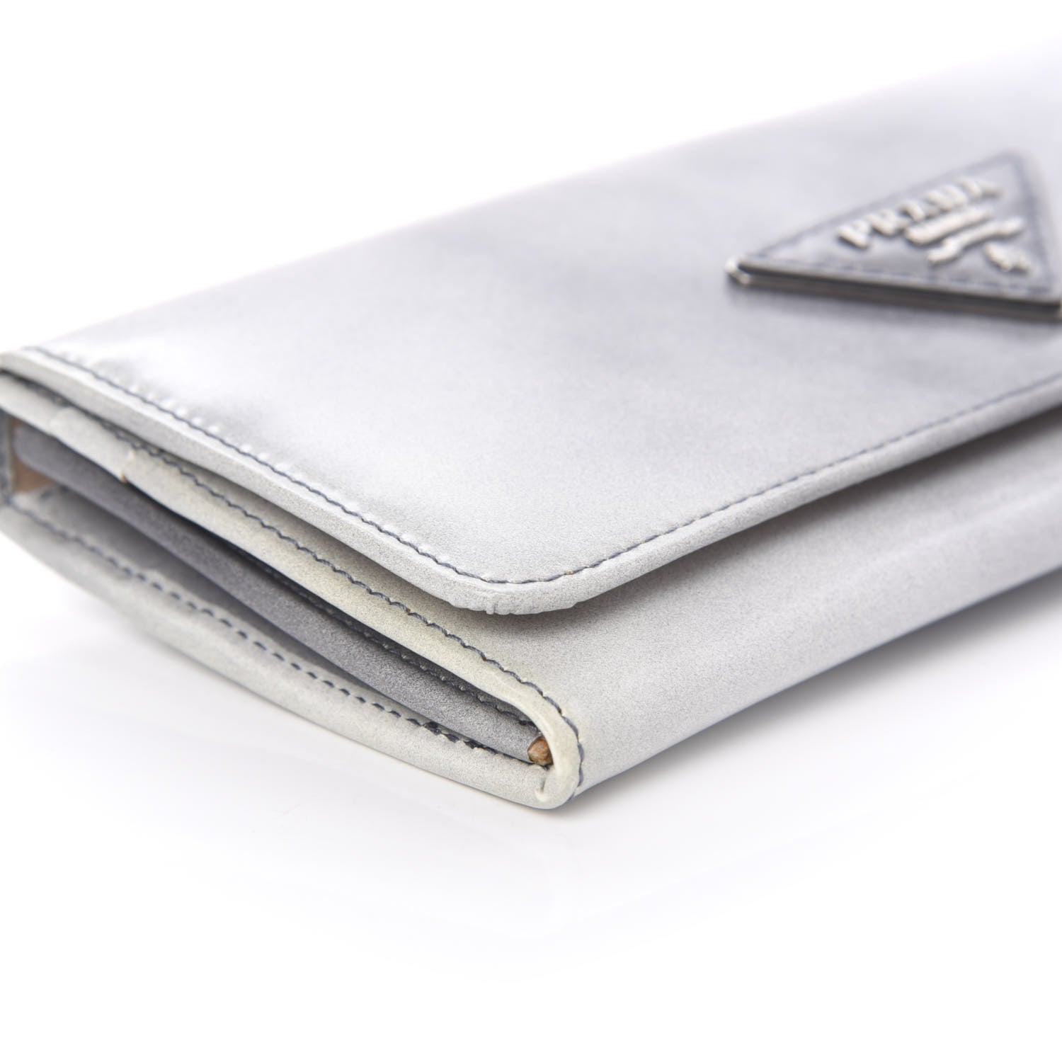 Prada Spazzolato Tria Continental Flap Wallet Grigio 6 of 12