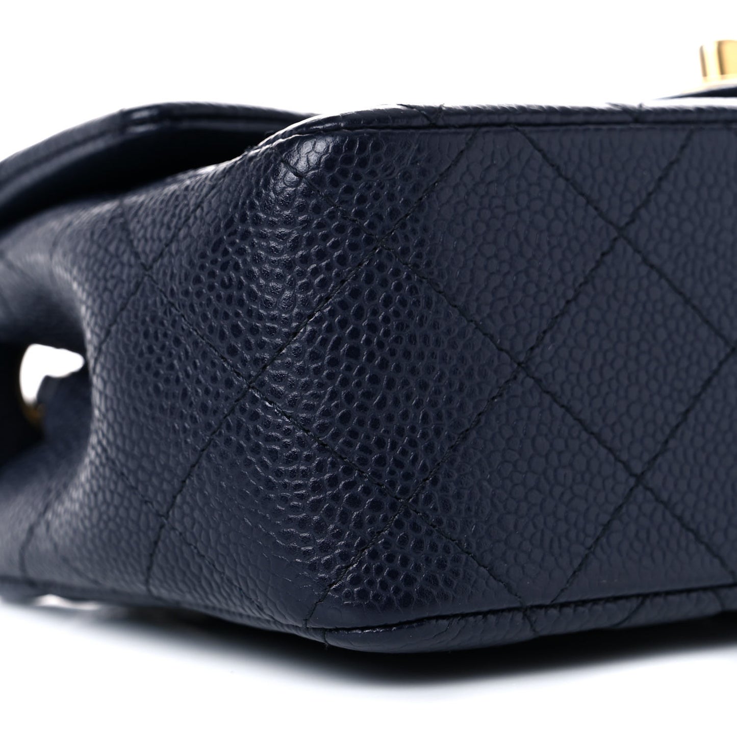 Caviar Quilted Mini Rectangular Flap Navy