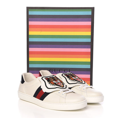 Gucci Calfskin Ayers Web Angry Cat Embroidered Mens Ace Sneakers 11.5 White 10 of 10