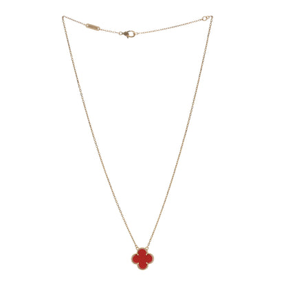 Van Cleef & Arpels 18K Yellow Gold Carnelian Vintage Alhambra Pendant Necklace 2 of 4
