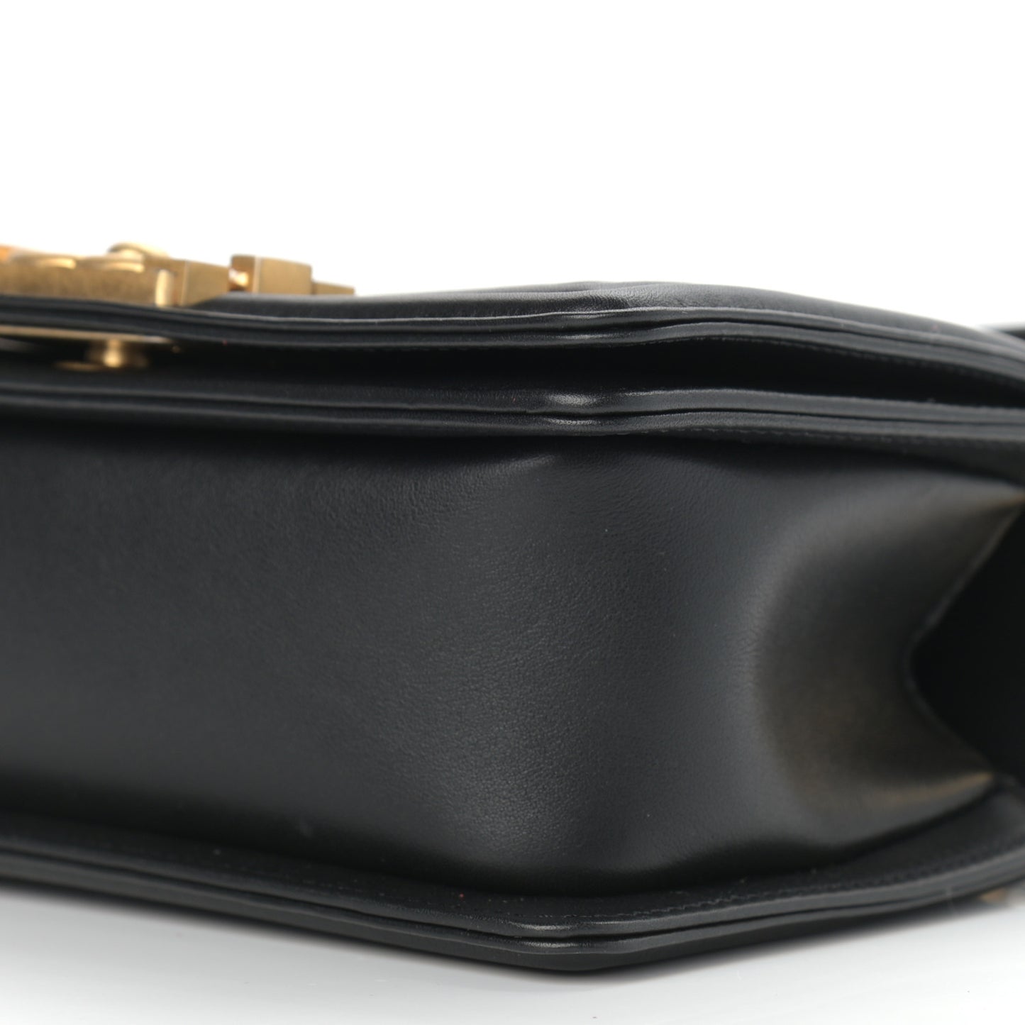 Calfskin Small Boy Logo Top Handle Flap Black