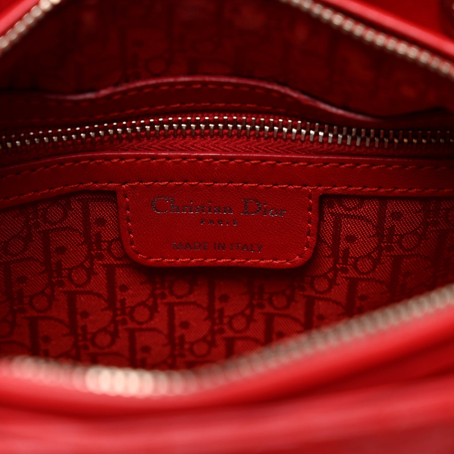 Lambskin Cannage Medium Lady Dior Red