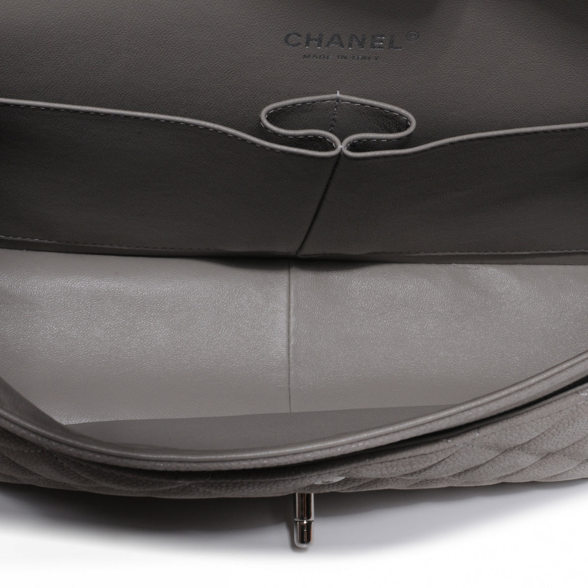 Iridescent Caviar Jumbo Double Flap Grey