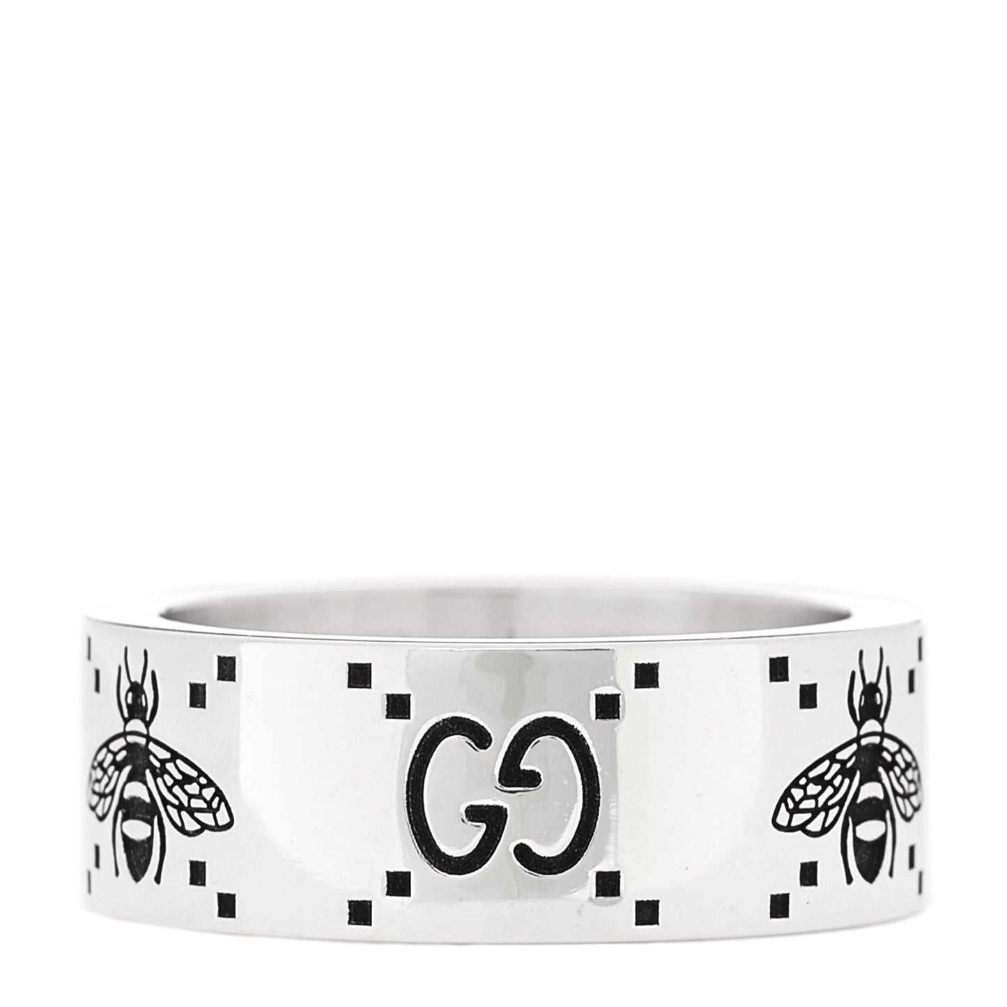 Sterling Silver GG Bee Band Ring 65 11