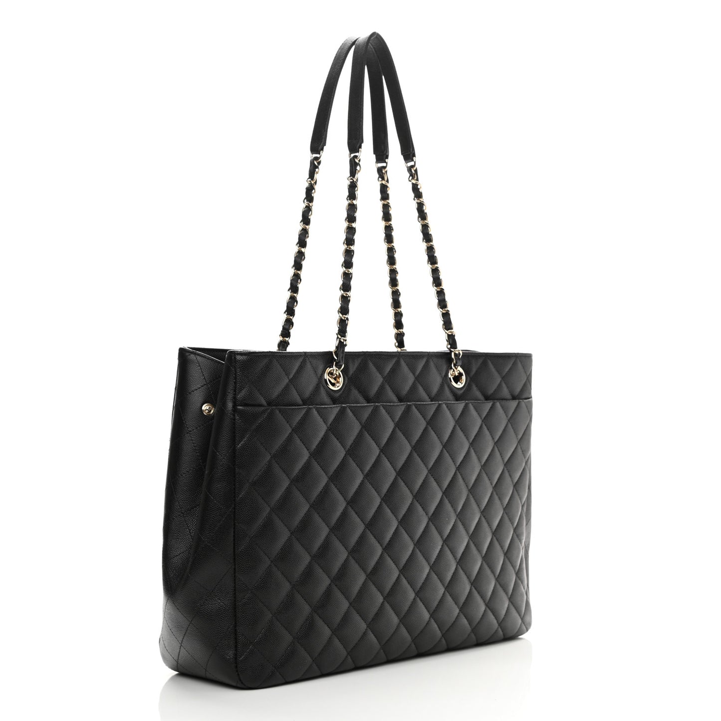 Caviar Quilted Large Shopping Tote Black