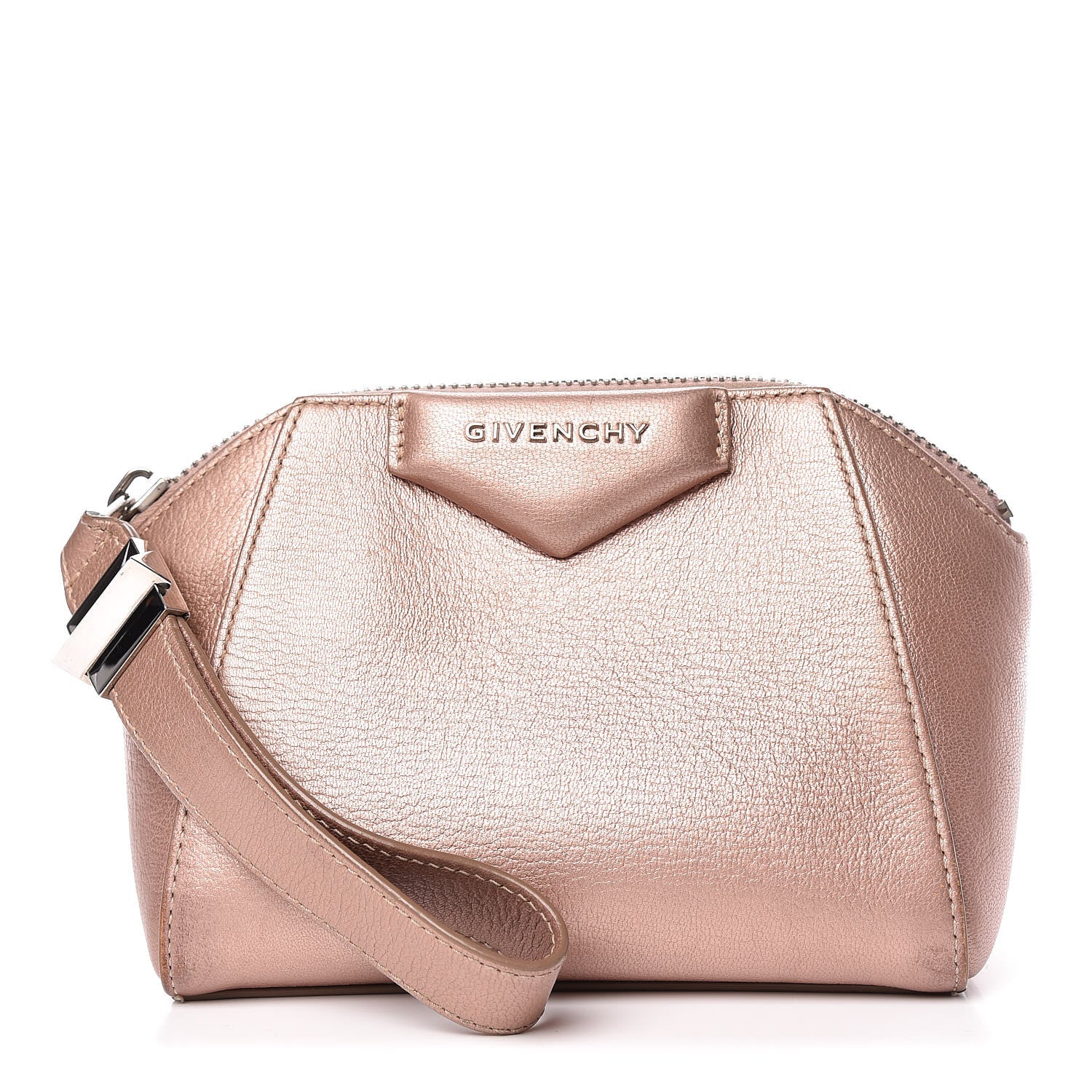 Givenchy Metallic Sugar Goatskin Small Antigona Beauty Wristlet Light Pink 1 of 21