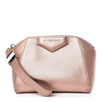 Givenchy Metallic Sugar Goatskin Small Antigona Beauty Wristlet Light Pink 1 of 21