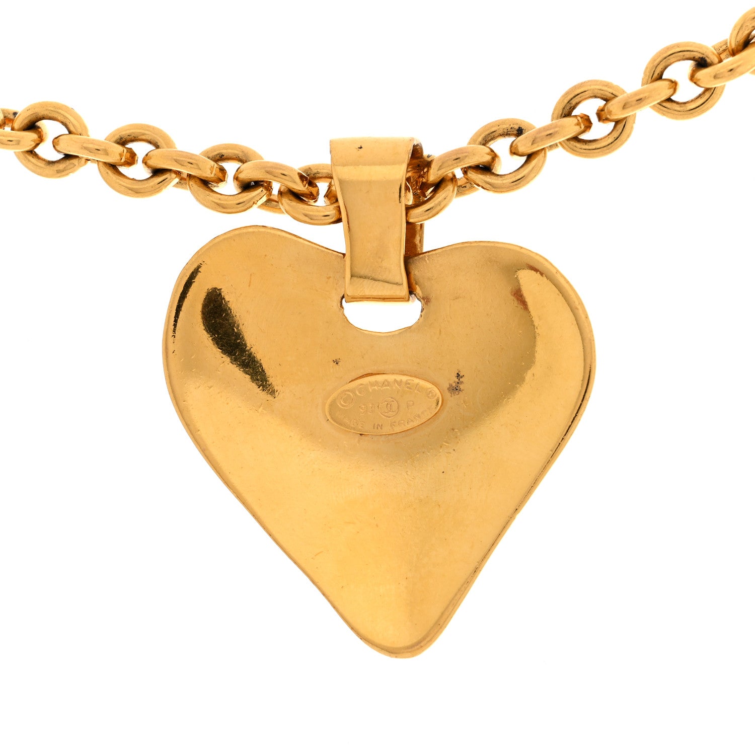 Chanel CC Heart Chain Pendant Necklace Gold 5 of 5