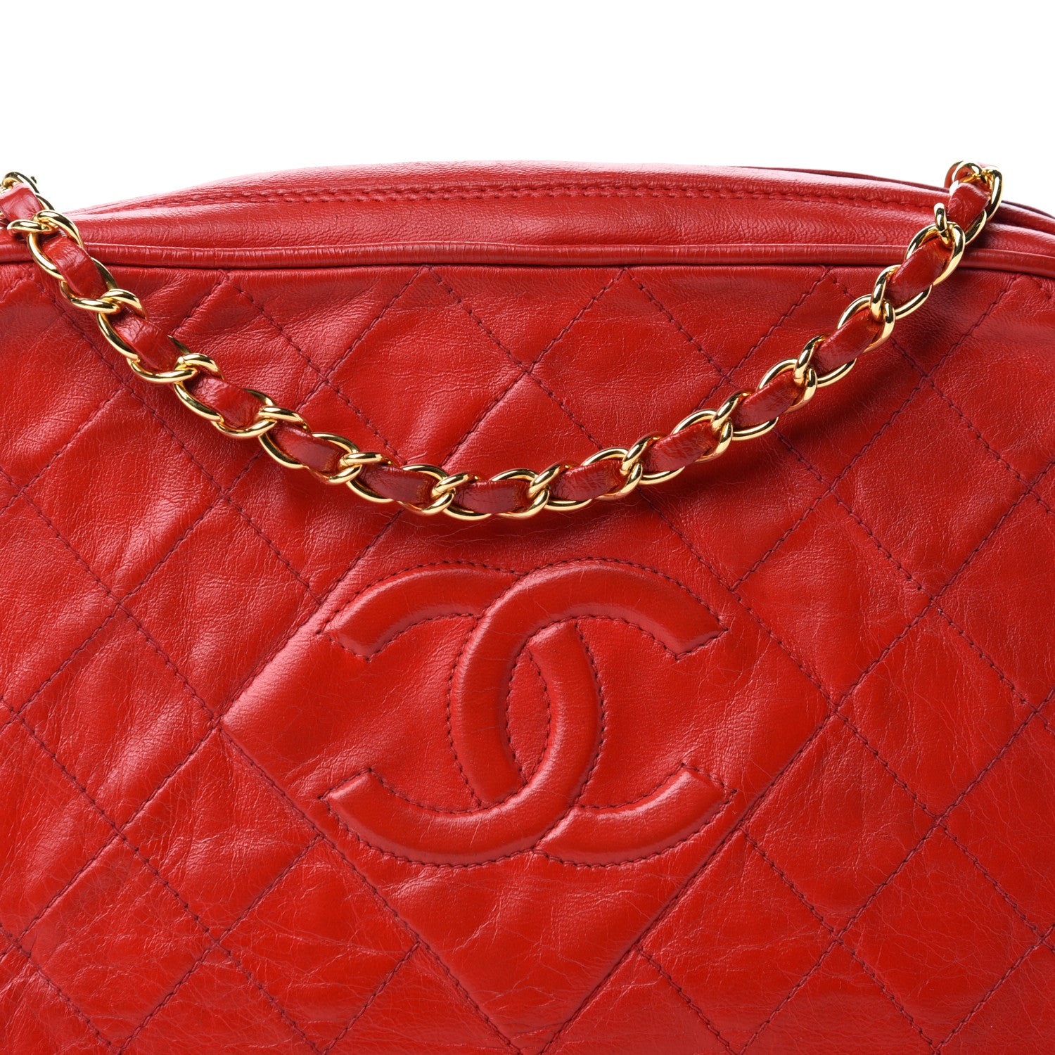 Chanel Lambskin Quilted Tassel Camera Case Red 12 of 12