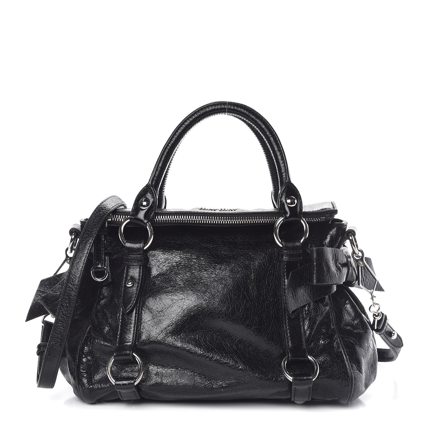 Miu Miu Vitello Lux Mini Bow Bag Black 1 of 11