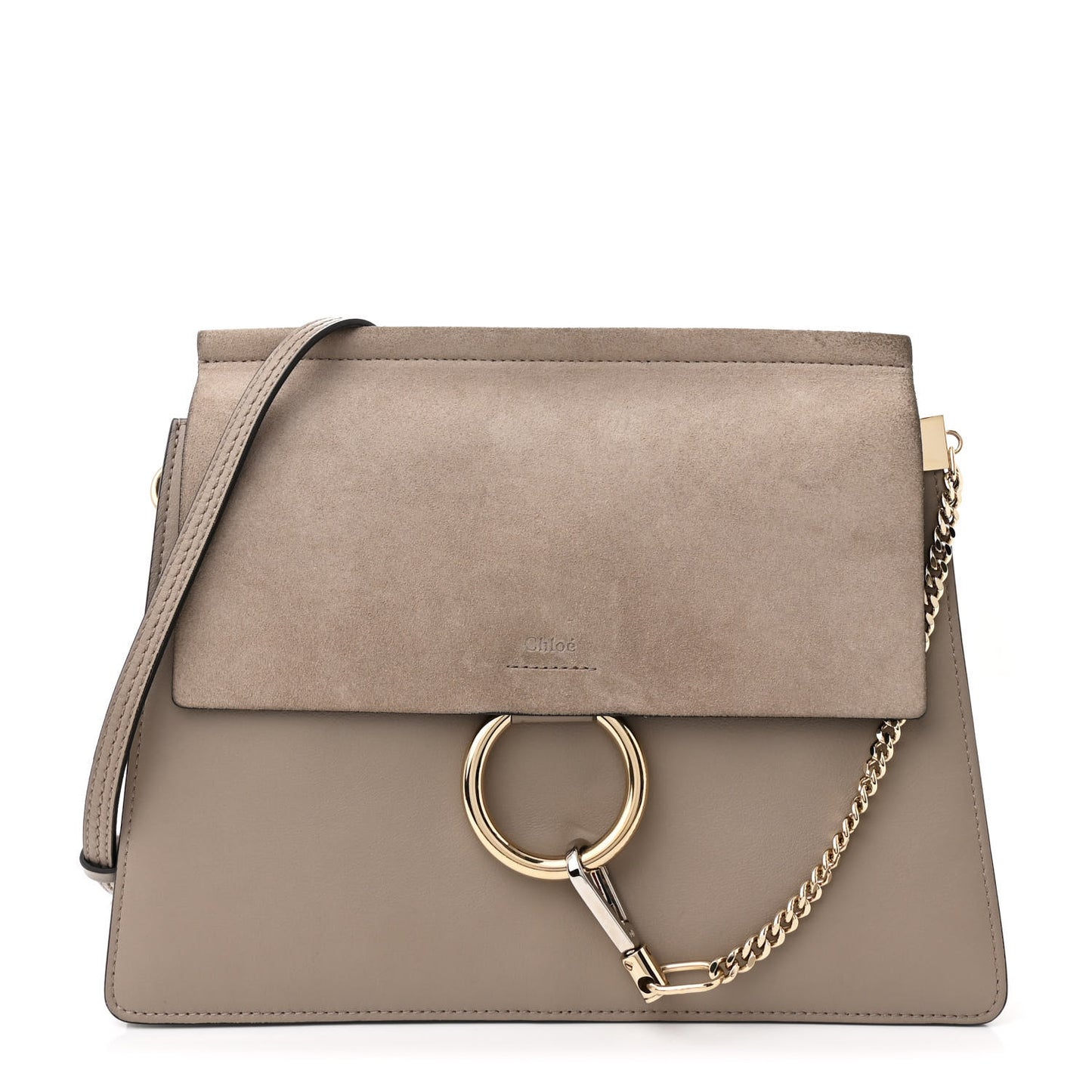 Calfskin Suede Medium Faye Shoulder Bag Motty Grey