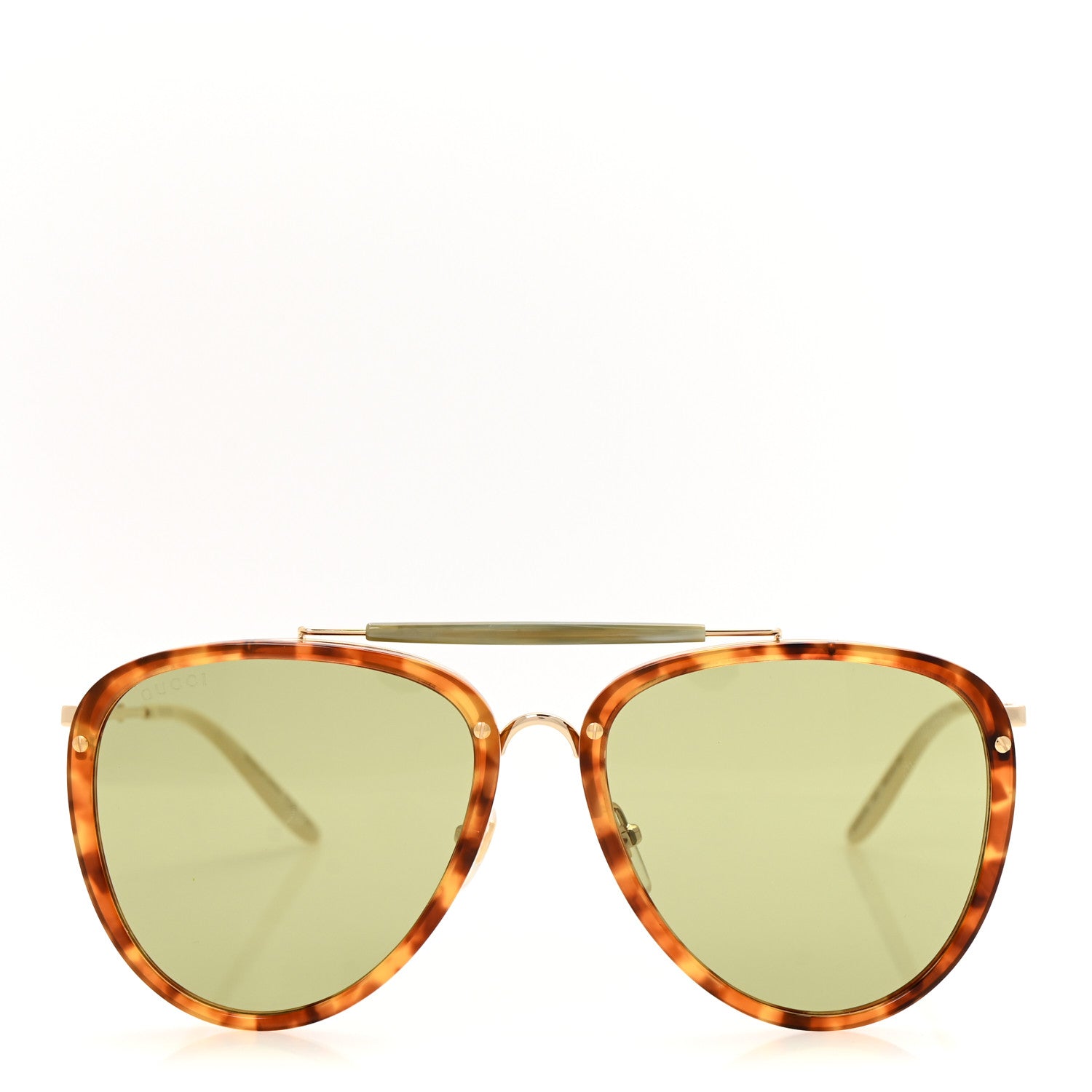 Gucci Aviator Sunglasses GG0672S Havana Gold Green 2 of 8