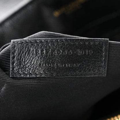 Saint Laurent Grain de Poudre Calfskin Y Quilted Monogram Medium Loulou Chain Satchel Black 7 of 10