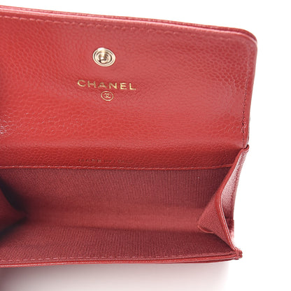 Chanel Caviar Camellia Embossed Card Holder Wallet Red 5 of 9