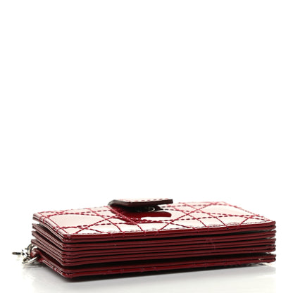 Christian Dior Patent Cannage Lady Dior 5-Gusset Card Holder Scarlet 3 of 7